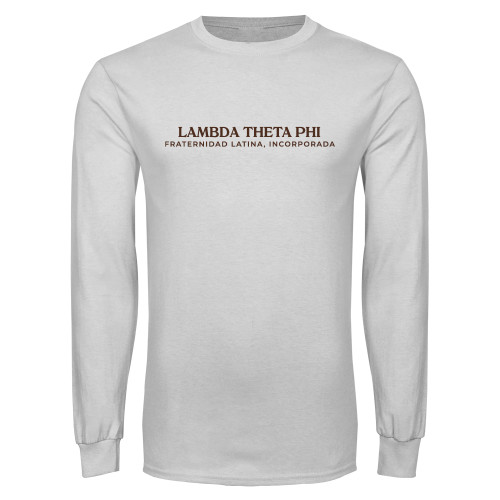 White Long Sleeve T Shirt-Fraternity Name Spanish