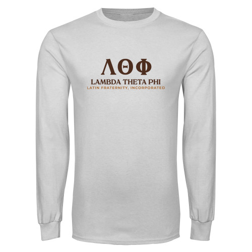 White Long Sleeve T Shirt-Greek Letters Fraternity Name English