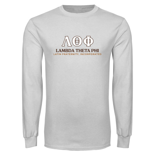 White Long Sleeve T Shirt-Greek Letters Fraternity Name English