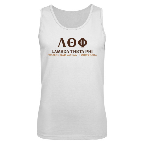 White Tank Top-Greek Letters Fraternity Name Spanish