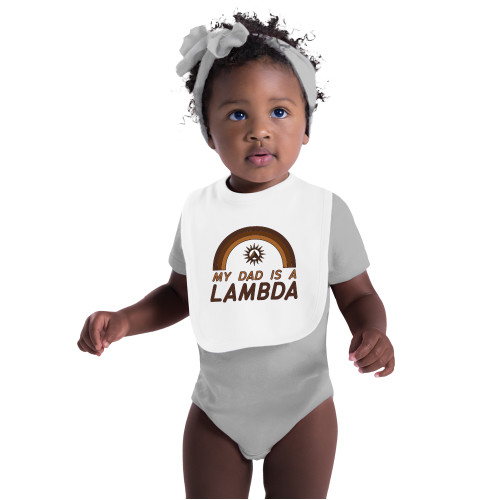 White Baby Bib-My Dad is a Lambda