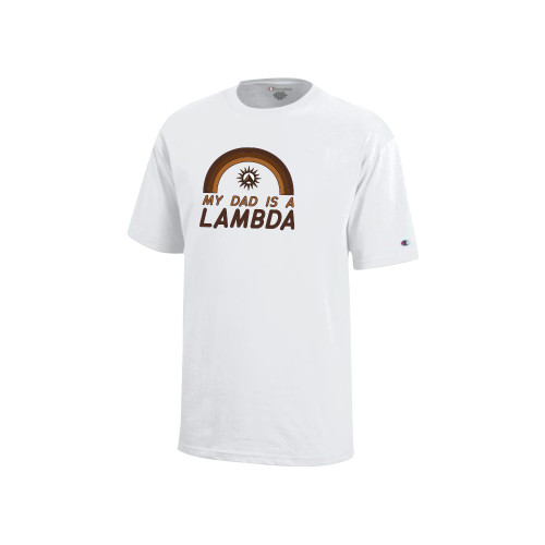 Champion Youth White Short Sleeve Tee-My Dad is a Lambda