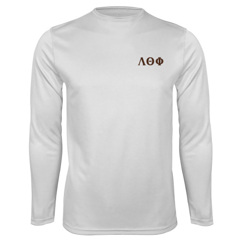 White Performance Long Sleeve Shirt-Greek Letters