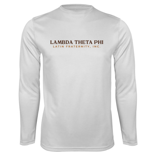 White Performance Long Sleeve Shirt-Fraternity Name English