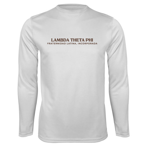 White Performance Long Sleeve Shirt-Fraternity Name Spanish