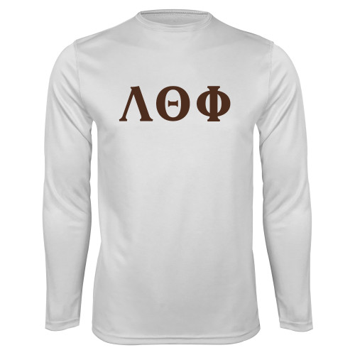 White Performance Long Sleeve Shirt-Greek Letters