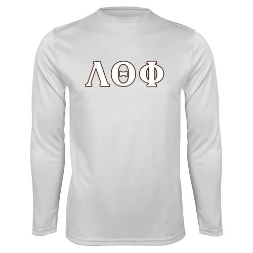 White Performance Long Sleeve Shirt-Greek Letters