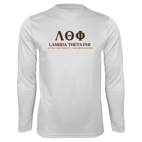 White Performance Long Sleeve Shirt-Greek Letters Fraternity Name English