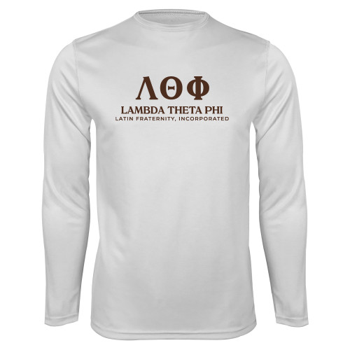 White Performance Long Sleeve Shirt-Greek Letters Fraternity Name English