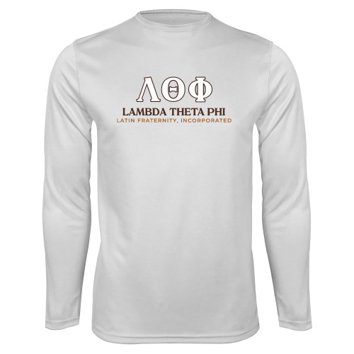 White Performance Long Sleeve Shirt-Greek Letters Fraternity Name English