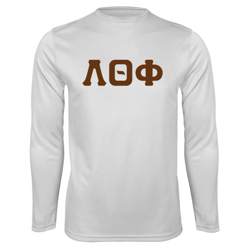 White Performance Long Sleeve Shirt-Traditonal Greek Letters