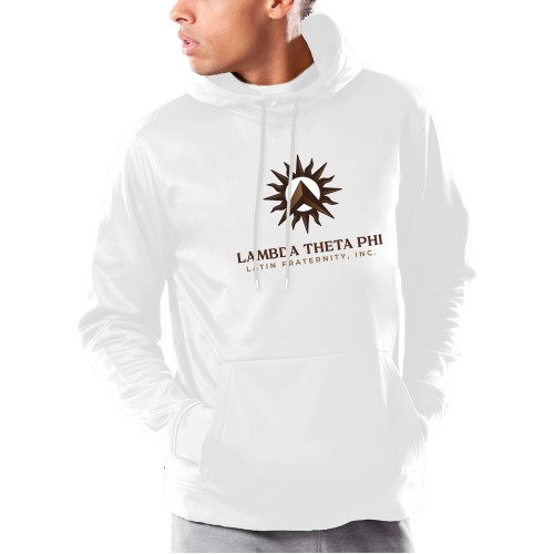 Under Armour White Armour Fleece Hoodie-Sol with Fraternity Name Vertical