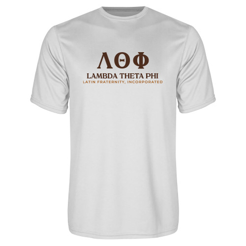 White Performance Tee-Greek Letters Fraternity Name English