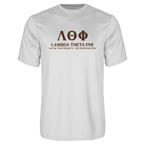 White Performance Tee-Greek Letters Fraternity Name English