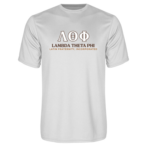 White Performance Tee-Greek Letters Fraternity Name English