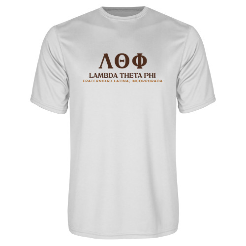 White Performance Tee-Greek Letters Fraternity Name Spanish