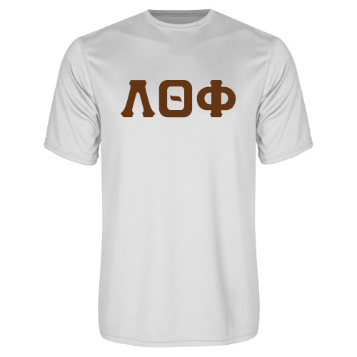 White Performance Tee-Traditonal Greek Letters