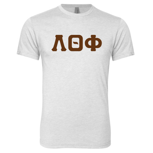 Next Level Heather White Triblend Tee-Traditonal Greek Letters