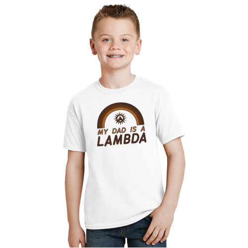 Youth White T Shirt-My Dad is a Lambda