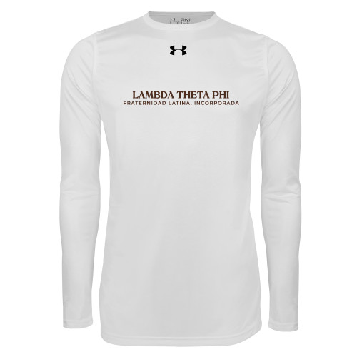 Under Armour White Long Sleeve Tech Tee-Fraternity Name Spanish