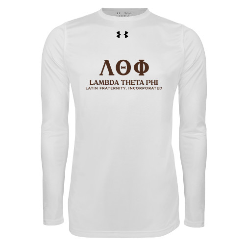 Under Armour White Long Sleeve Tech Tee-Greek Letters Fraternity Name English