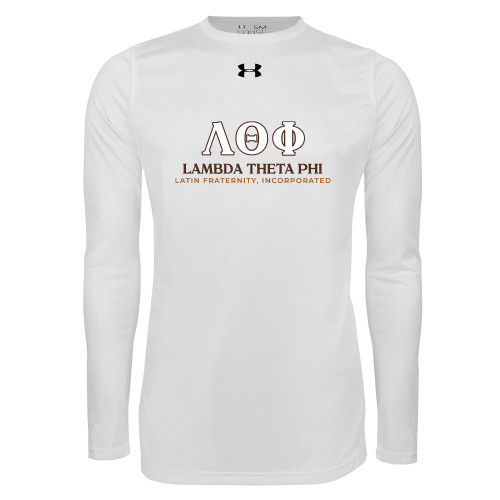 Under Armour White Long Sleeve Tech Tee-Greek Letters Fraternity Name English