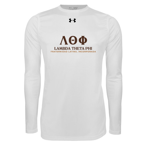 Under Armour White Long Sleeve Tech Tee-Greek Letters Fraternity Name Spanish