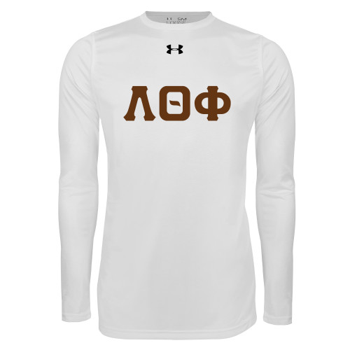 Under Armour White Long Sleeve Tech Tee-Traditonal Greek Letters