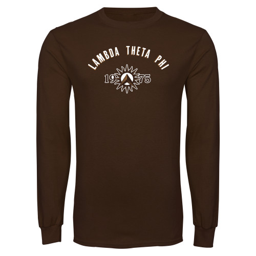 Brown Long Sleeve T Shirt-Lambda Theta Phi Arched