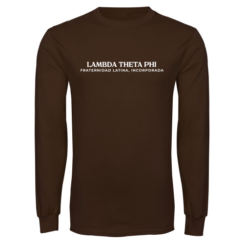 Brown Long Sleeve T Shirt-Fraternity Name Spanish