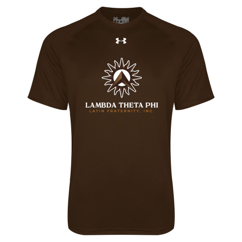 Under Armour Brown Tech Tee-Sol with Fraternity Name Vertical