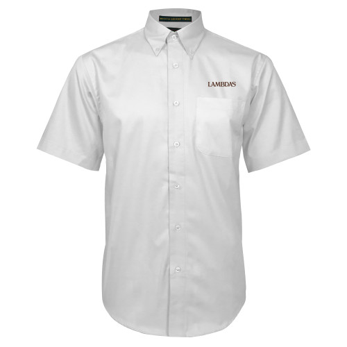White Twill Button Down Short Sleeve-Lambdas