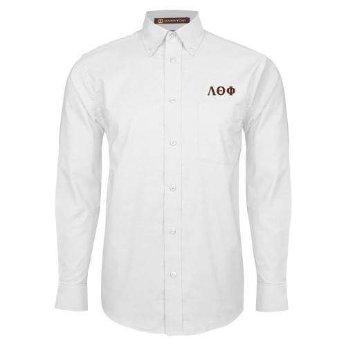 White Oxford Long Sleeve Shirt-Greek Letters