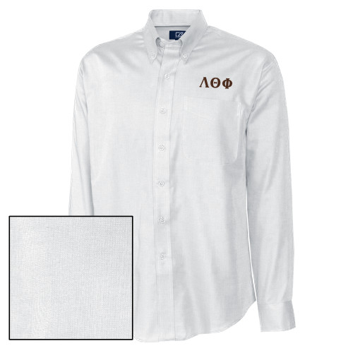 Cutter & Buck Nailshead Long Sleeve Button Down White-Greek Letters