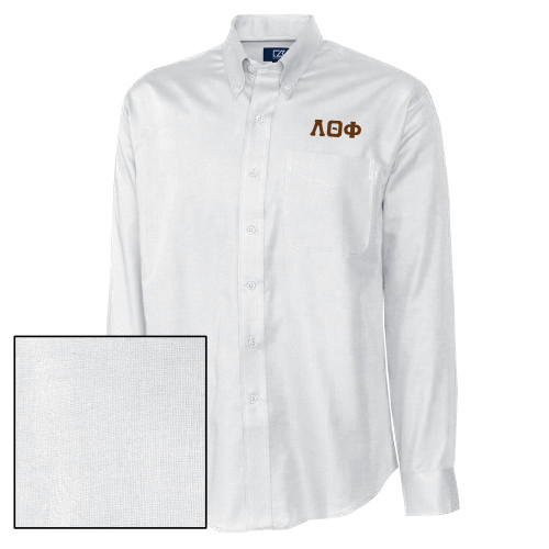 Cutter & Buck Nailshead Long Sleeve Button Down White-Traditonal Greek Letters