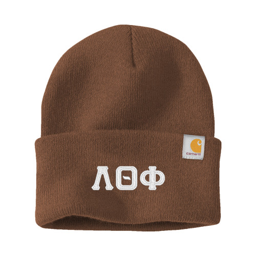 Carhartt Brown Knit Beanie w/Cuff-Traditonal Greek Letters