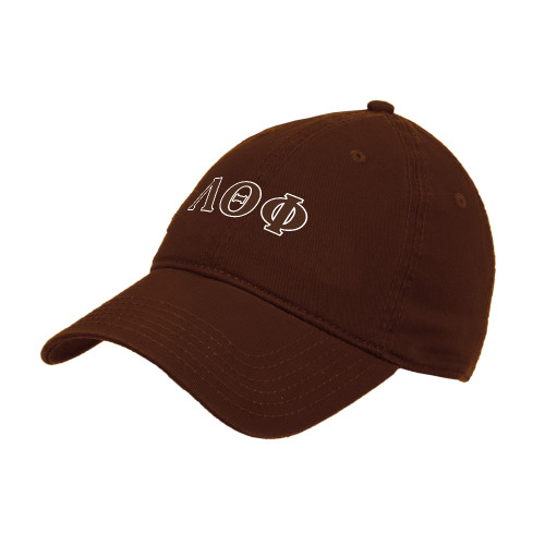 Brown Unstructured Adjustable Low Profile Hat-Greek Letters