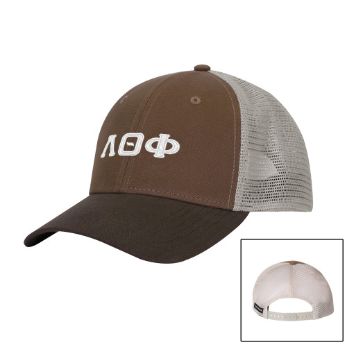 DRI DUCK Hudson Field Khaki/Tobacco Trucker Hat-Traditonal Greek Letters