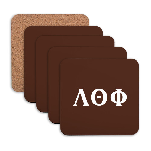 Hardboard Coaster w/Cork Backing 4/set-Greek Letters