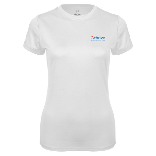 Womens White Performance Tee-Skilled Pediatric Care