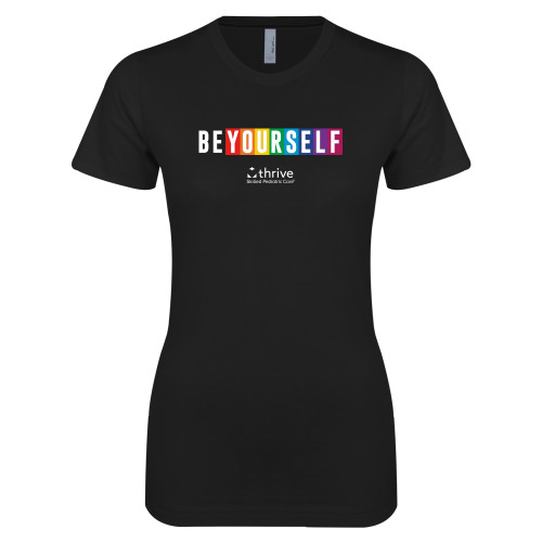 Next Level Womens Black Boyfriend Tee-BE YOURSELF