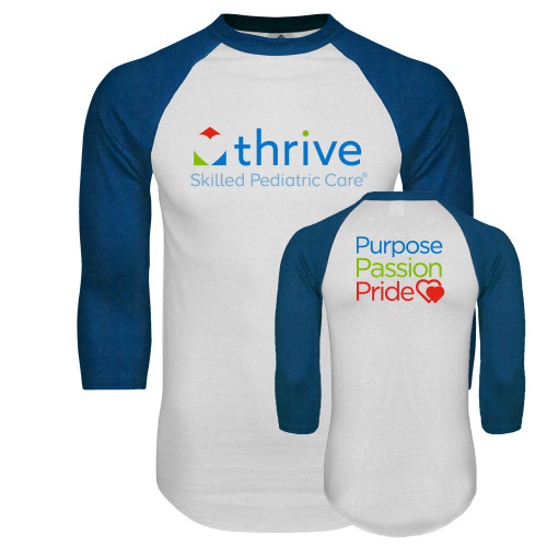 White/Royal Raglan Baseball T Shirt-Skilled Pediatric Care