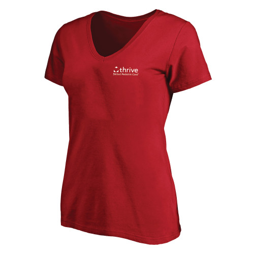 Womens Plus Red V Neck T Shirt-Skilled Pediatric Care - PLUS