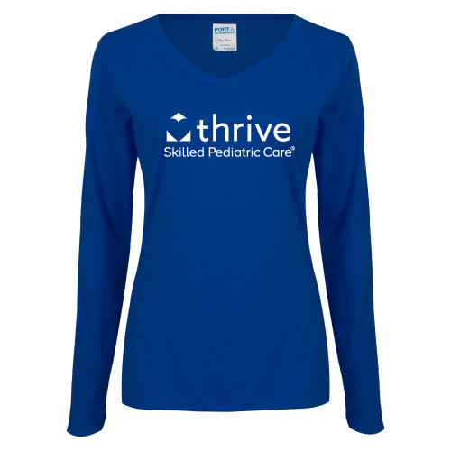 Womens Royal Long Sleeve V Neck Tee -Skilled Pediatric Care