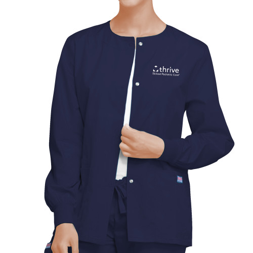 Womens Navy WW Originals Warm Up Scrub Jacket-Skilled Pediatric Care
