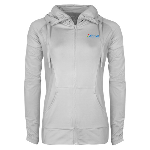 Womens White Sport Wick Stretch Full Zip Jacket-Skilled Pediatric Care