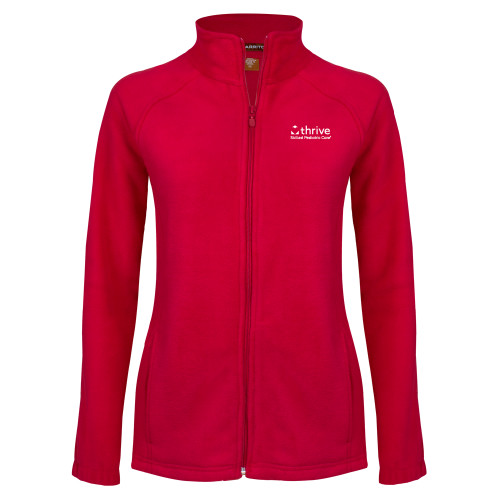 Womens Red Fleece Full Zip Jacket-Skilled Pediatric Care