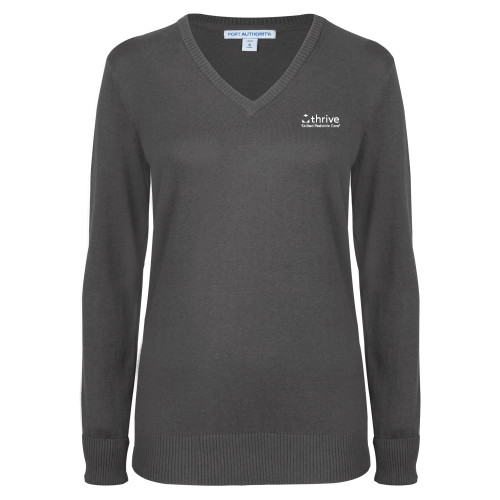 Womens Charcoal Heather VNeck Sweater-Skilled Pediatric Care
