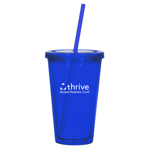 Madison Double Wall Blue Tumbler w/Straw 16oz-Skilled Pediatric Care