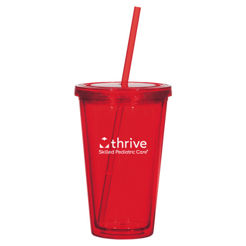 Madison Double Wall Red Tumbler w/Straw 16oz-Skilled Pediatric Care